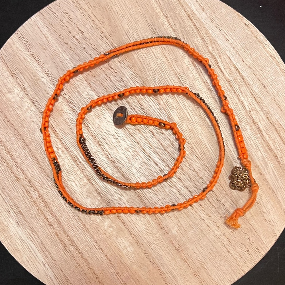 Nepalese Fair Trade Orange Wrap Bracelet Necklace
